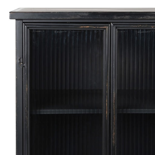 Hoxton Industrial Wine Cabinet, Two Black Metal Shelves, Glass Door