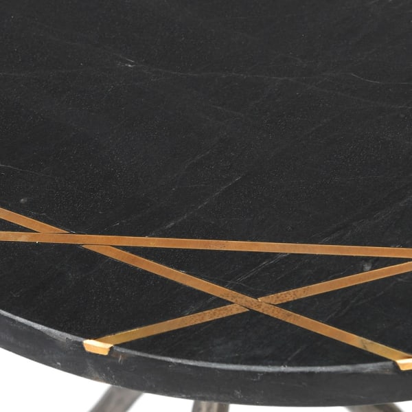 Marble and Brass Inlay Side Table with Wrought Iron Legs - Decor Interiors -  House & Home