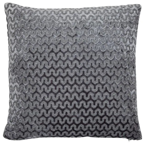 Velvet Wave Print Slate Grey  Oslo Chair & Sofa Cushion- 43 x 43 cm