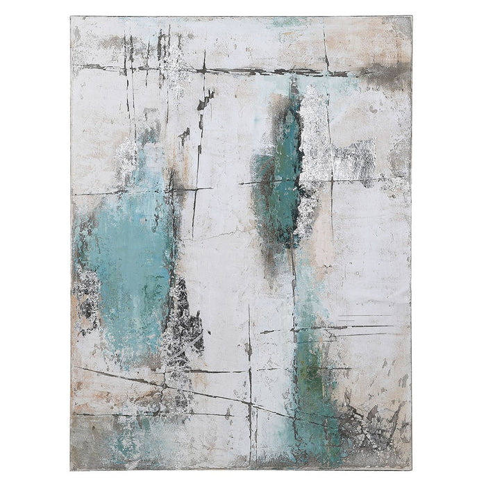Teal Abstract Painting - At a Distance -120 X 90 cm (Due Back 30/11/2023)