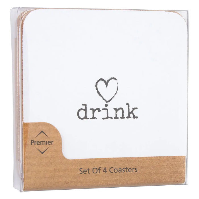 Square Drinks Coasters - White - Set of 4