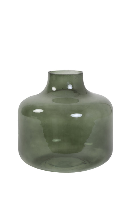 Decorative  Flower Small Vase, Dark Green, Glass