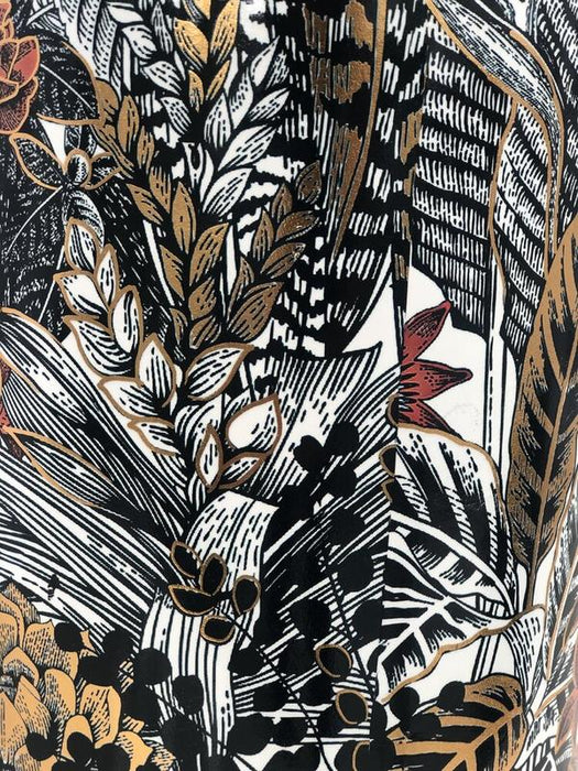 Decorative Lidded Jar, Feather, Leaf Design Print