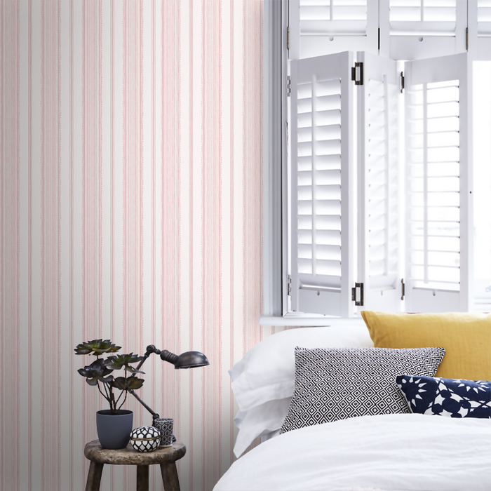 Laura Ashley Heachem Stripe Wallpaper - Blush