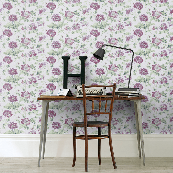 Laura Ashley Hepworth Wallpaper - Grape