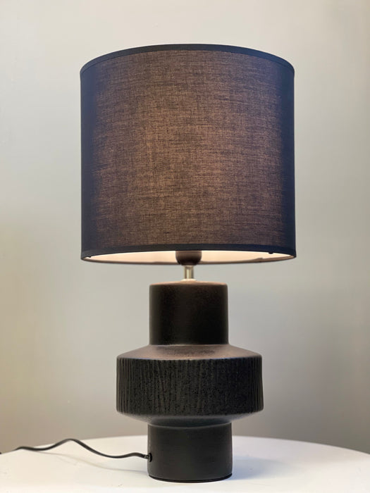Modern Matt Black Table Lamp with Black Shade