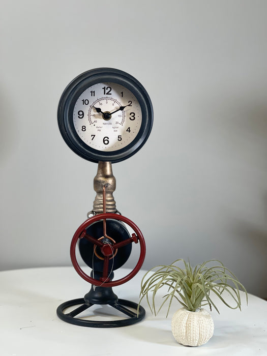 Pipe Desk / Mantle Clock, Industrial, Metal ( Due Back In 20/05/24)