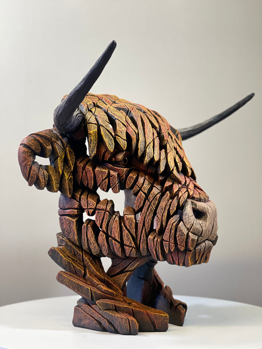 Edge Sculpture - Brown Highland Cow Bust by Matt Buckley