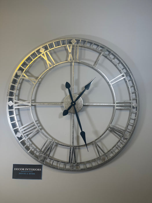 Molton Skeleton Wall Clock, Antique Silver,