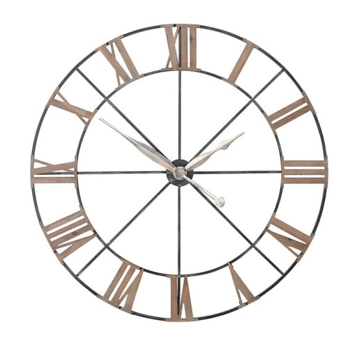 Antique Gold Metal & Wood Round Wall Clock - Decor Interiors -  House & Home