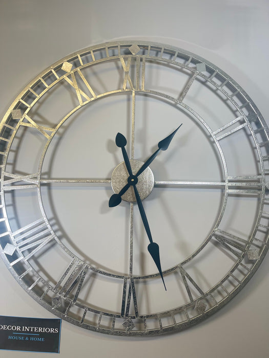Molton Skeleton Wall Clock, Antique Silver,