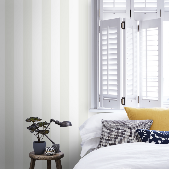 Laura Ashley Wallpaper Lille Pearlescent Stripe - White