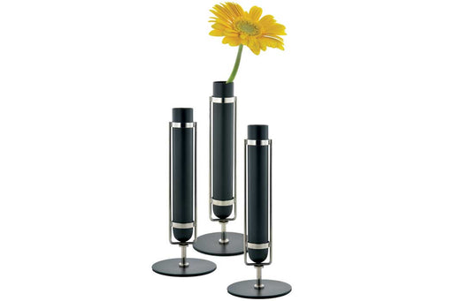 Stem Bud Vase, Cylinder, Stainless Steel Silver, Black Powder