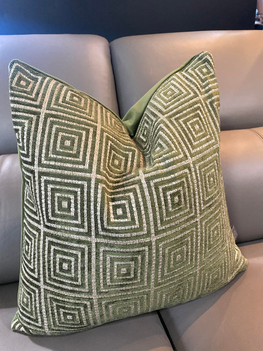 Mosaic Chair & Sofa Cushion - Beige And Green - 43 x 43 cm