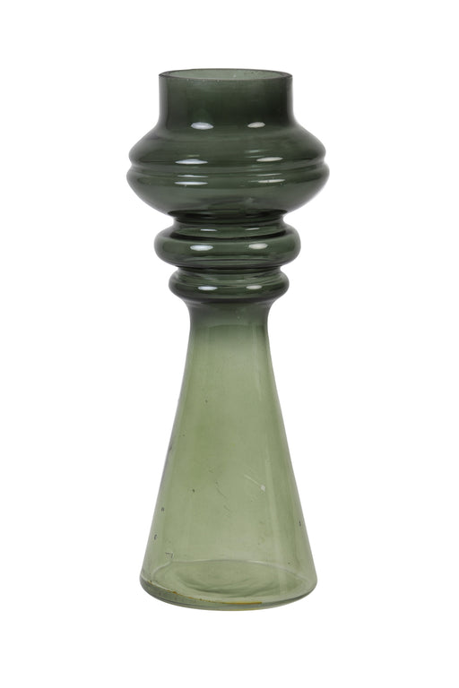Decorative Stem Flower Vase, Tall Ombre, Green Glass 