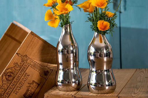 Opo Flower Bud Vase, Metal Silver, Chrome, Large