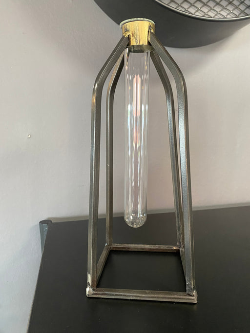 Burlington Stem Bud Vase, Metal Frame, Glass Test Tube