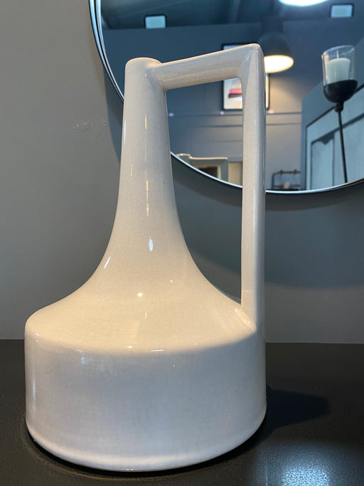 Crackle Effect Bud Vase, Large, White Ceramic